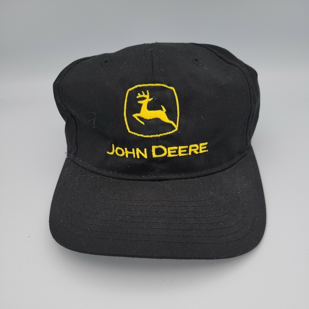 John Deere Dealer Store Hat Vintage Snapback Cap Black YUPOONG Trucker VTG